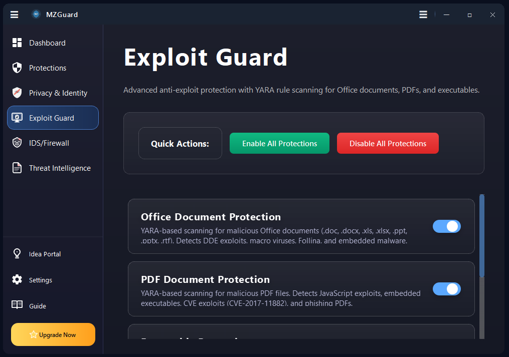 Exploit Guard Detection Dashboard